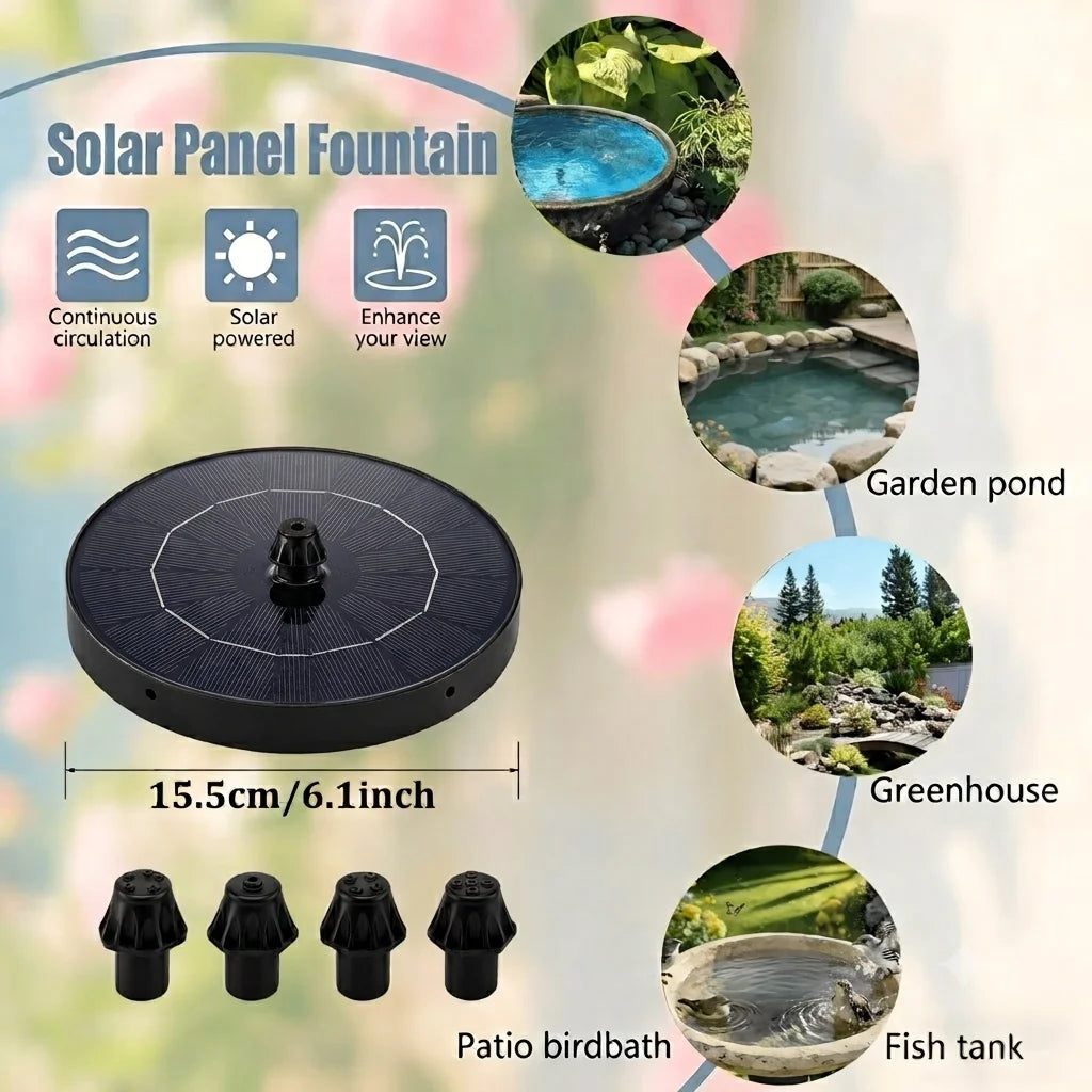 Solar Powered Water Fountain For Outdoor Garden And Pond Decor