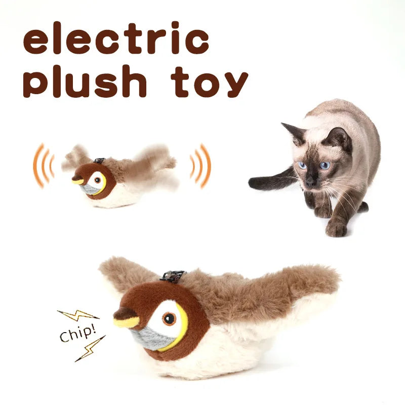 Touch Activated Plush Chirping Flapping Bird Interactive Pet Toy