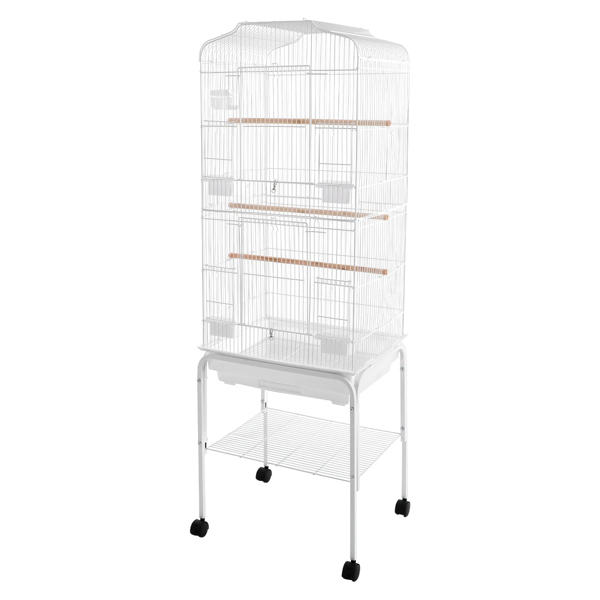 Spacious Iron Bird Cage With Stand And Wheels For Parrots