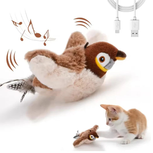 Touch Activated Plush Chirping Flapping Bird Interactive Pet Toy