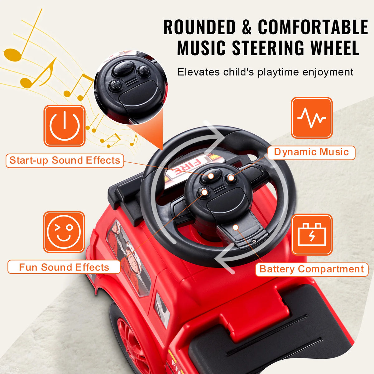 SucceBuy Kids Ride On Car With Music Steering And Storage