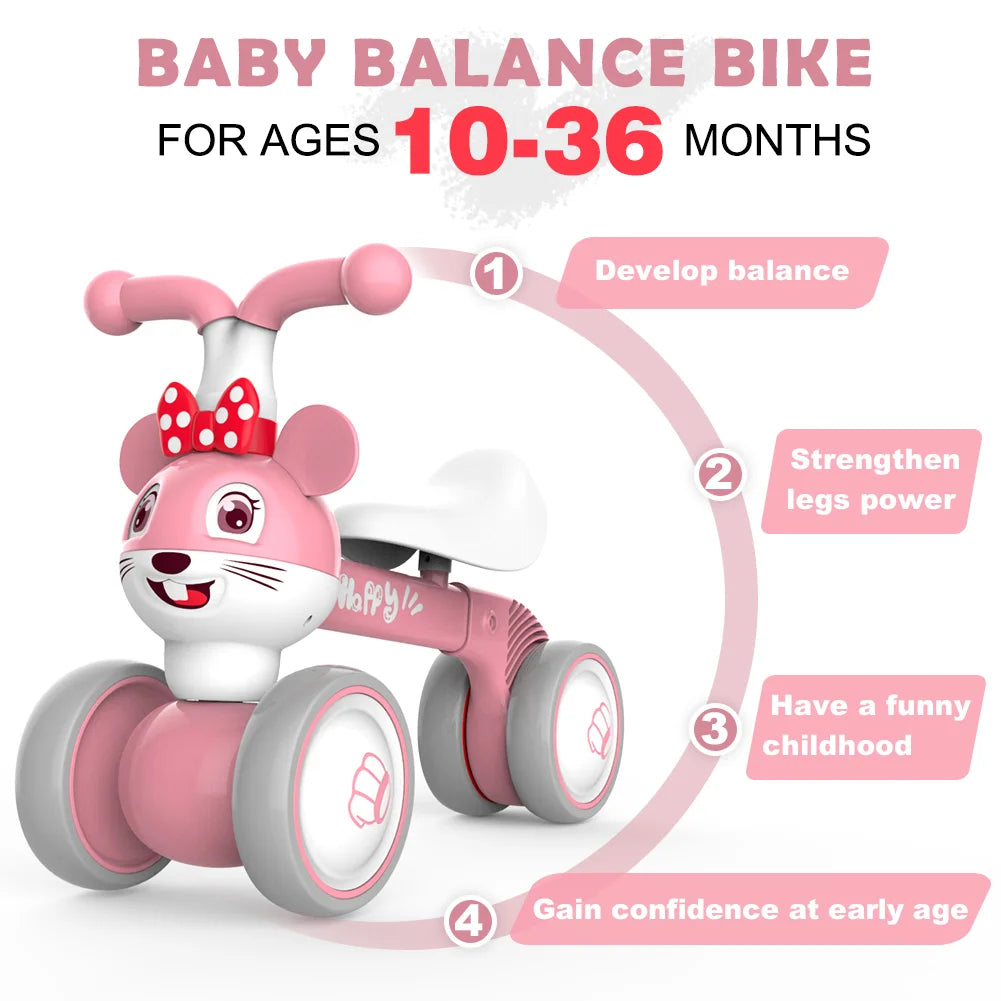 LLParty Baby Balance Bike Mouse Ride On Toy for Kids