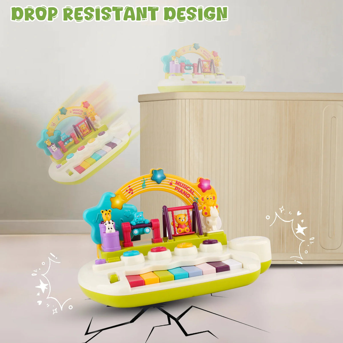 Animal Light Up Piano Toy for Toddlers, Musical Keyboard Learning Instrument, Educational Interactive Baby Toy for Infants 3+ Months, 1+ Year Old Birthday Gift