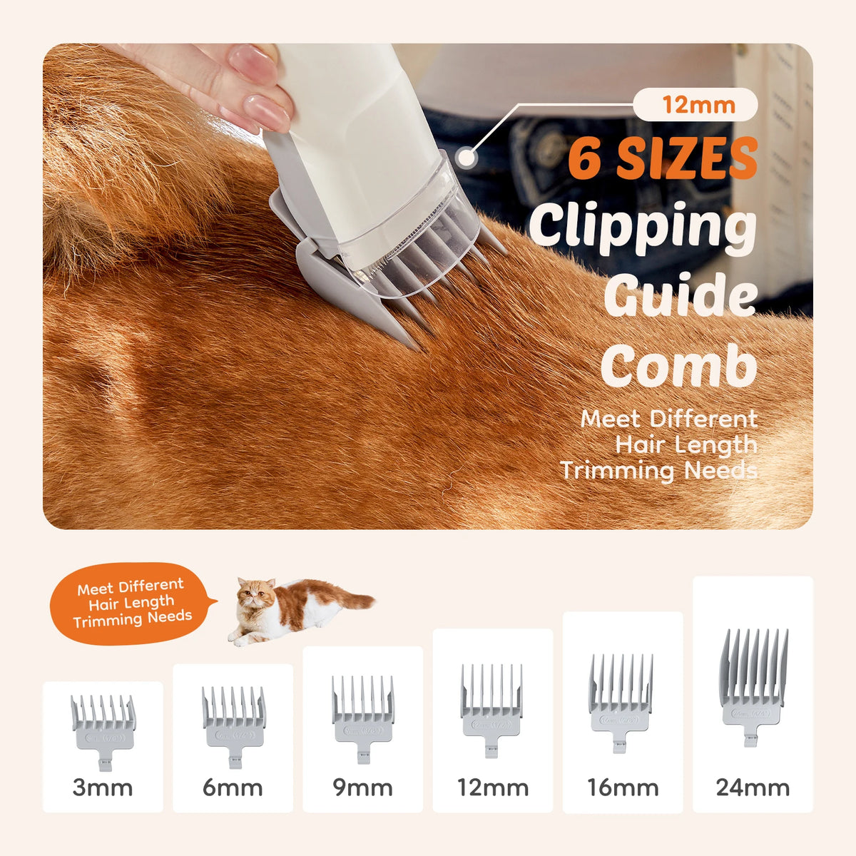 Professional Cordless Pet Grooming Vacuum Kit Low Noise Dog Clippers