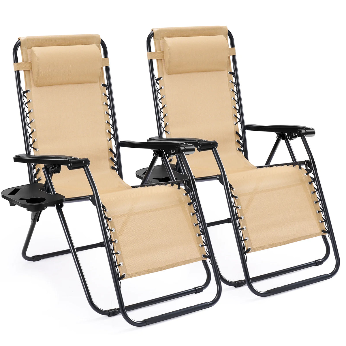 JHK Zero Gravity Outdoor Recliner Chair With Cup Holder Tray