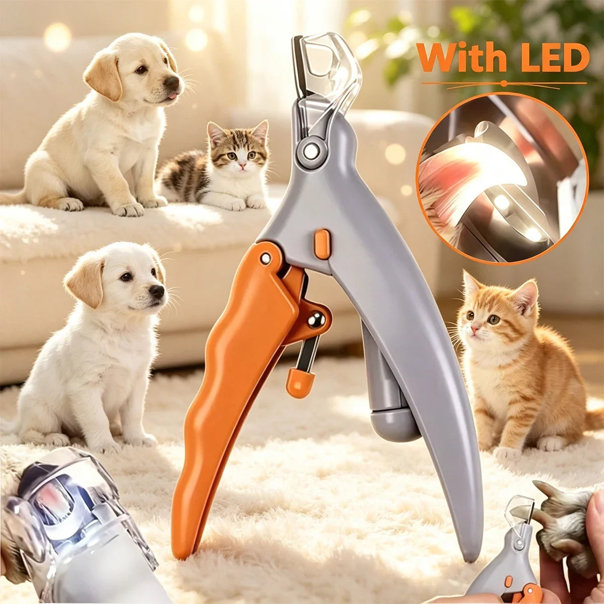 LED Pet Nail Clipper With Magnification For Dogs And Cats