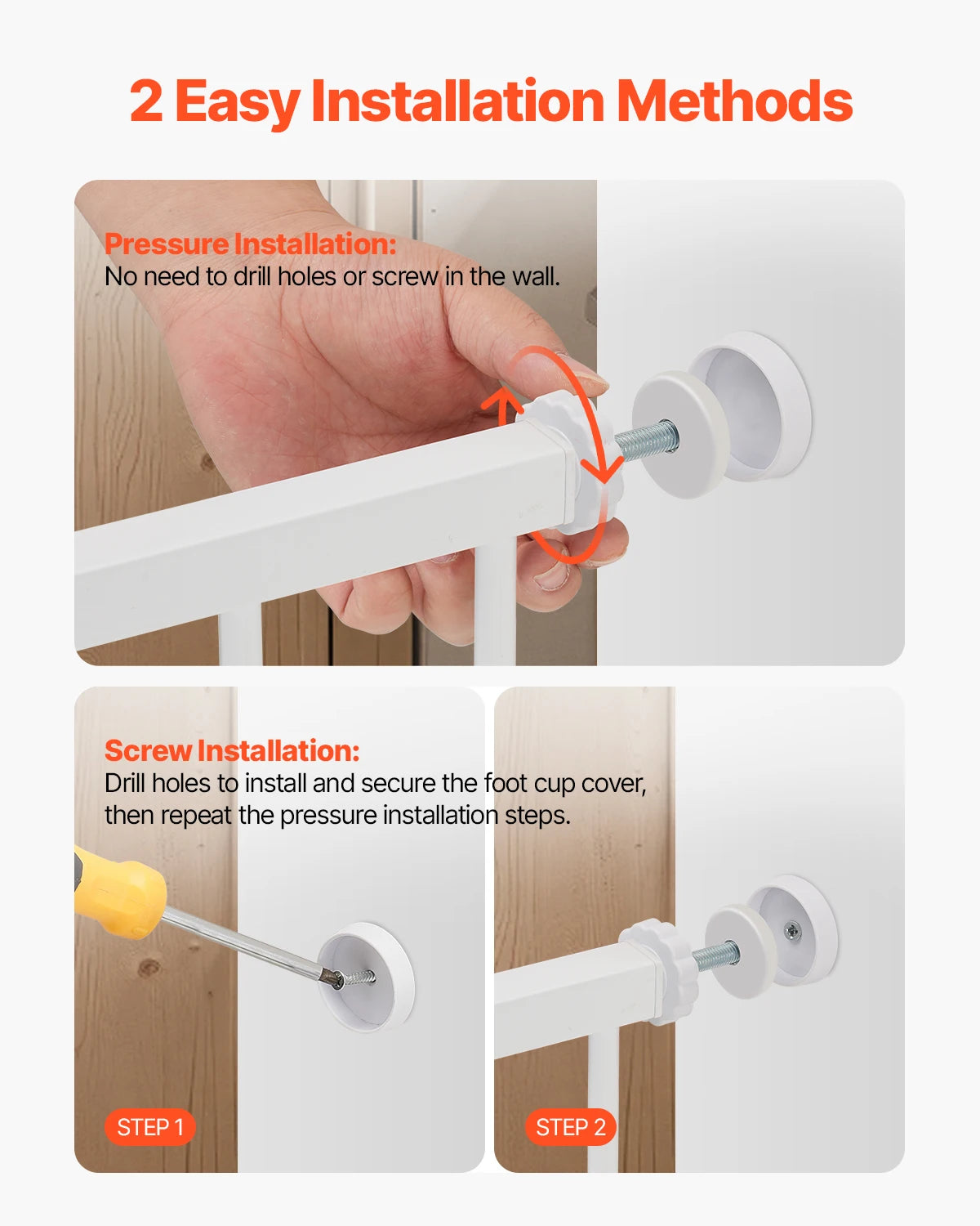 SucceBuy Stainless Steel Walk Thru Pressure Mount Baby Gate