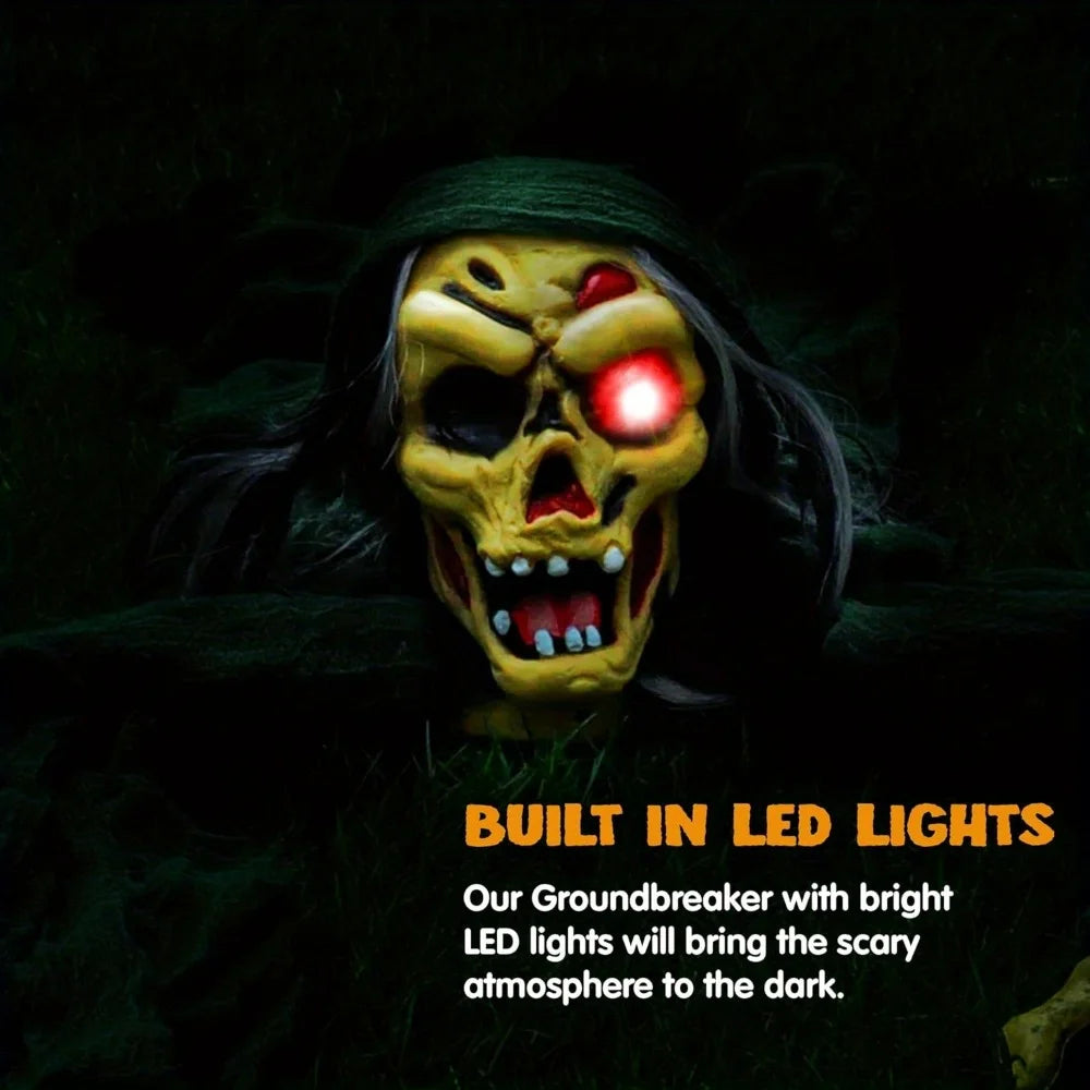 Halloween Zombie Groundbreaker Outdoor Graveyard Decor With Glowing Eyes