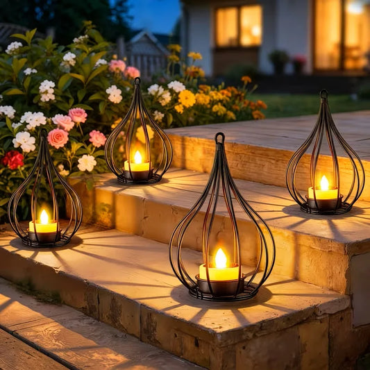KPSTEK Outdoor Solar Lanterns Waterproof Metal Hanging Garden Lights