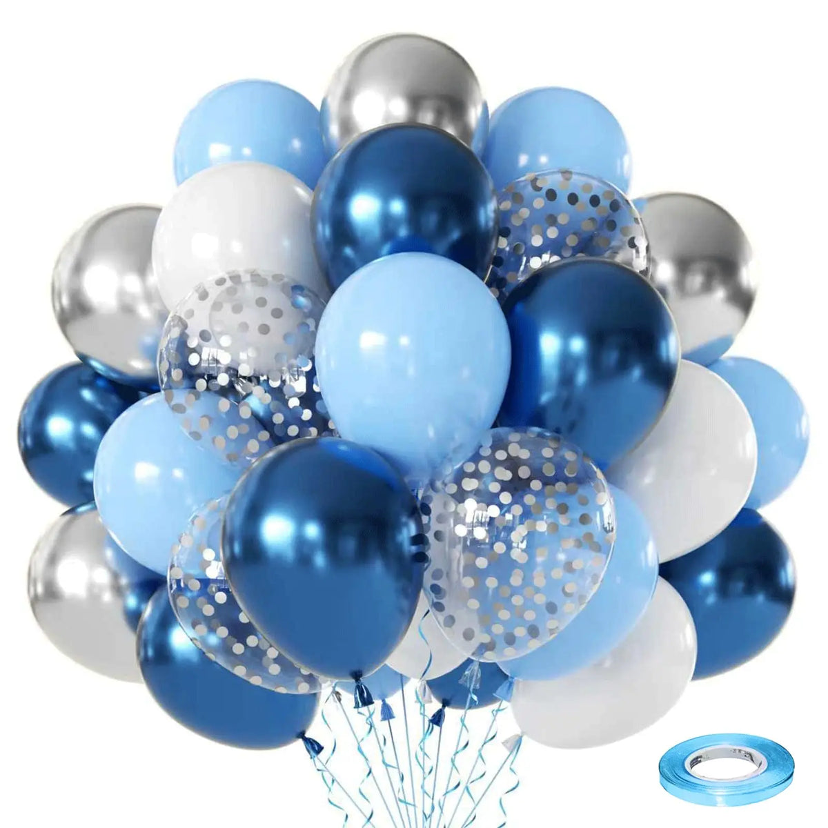 Zesliwy Black Gold Confetti Balloons 50 pack - 12 Inch Gold White and Black Confetti Balloons with Ribbons for Graduation Birthday Wedding Party Decorations