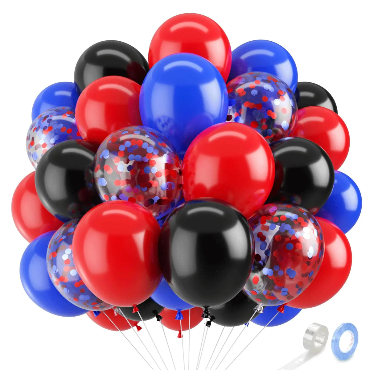 Zesliwy Black Gold Confetti Balloons 50 pack - 12 Inch Gold White and Black Confetti Balloons with Ribbons for Graduation Birthday Wedding Party Decorations