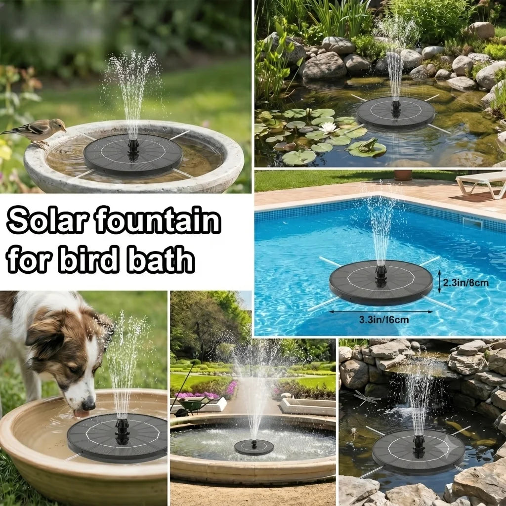 Solar Powered Water Fountain For Outdoor Garden And Pond Decor