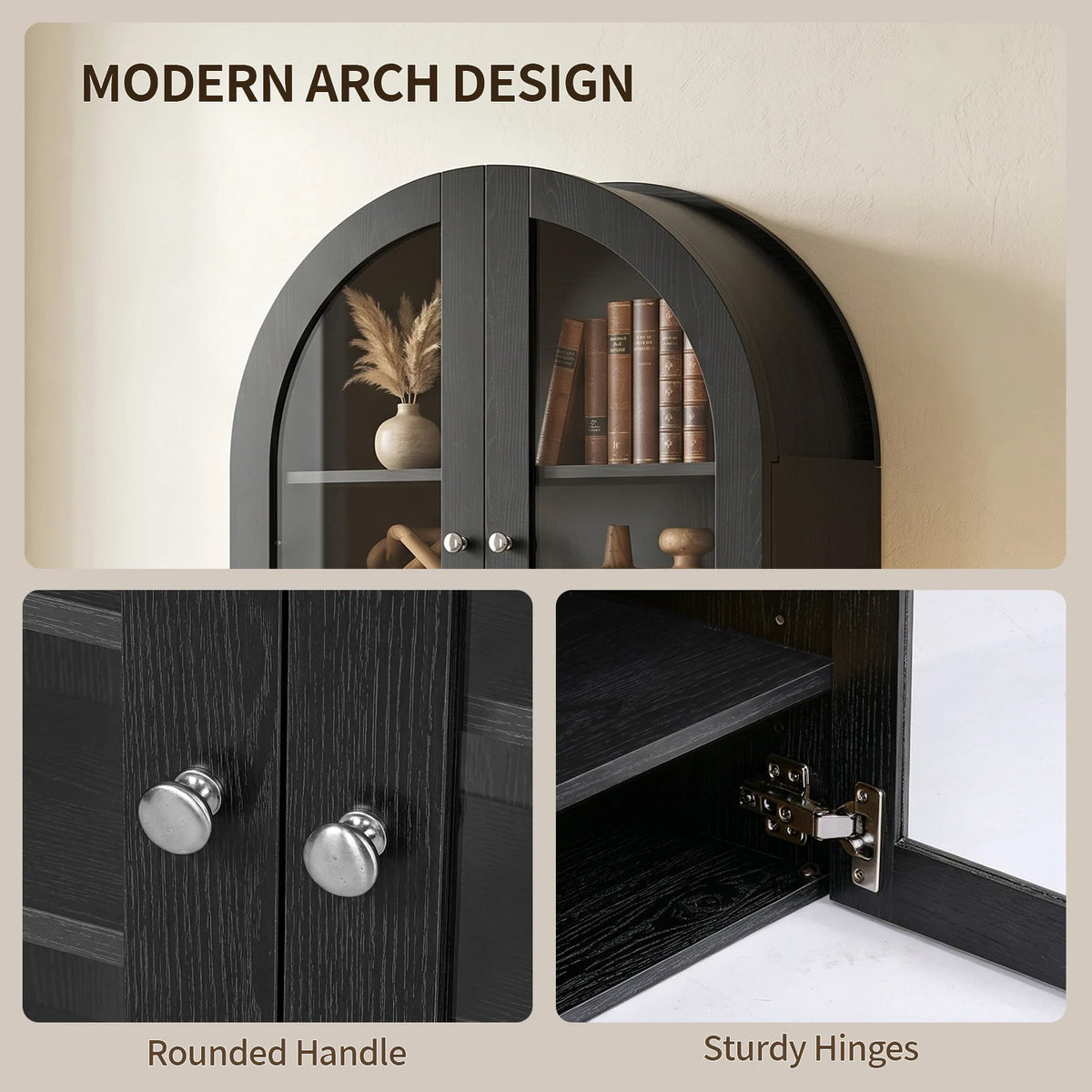 Retro Cupboard Modern Arched Wall Cabinet Adjustable Shelves Sturdy Simple Assembly Arched Wall Cabinet For Bathroom Kitchen