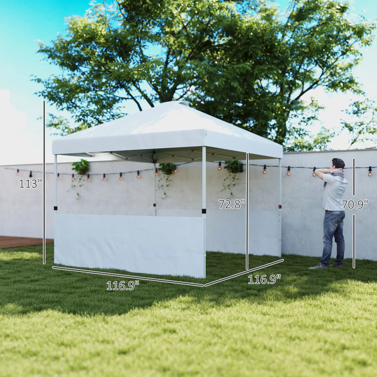 Outsunny Portable Pop Up Canopy Gazebo With Sidewalls