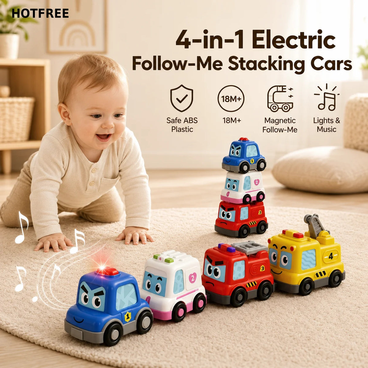Hotfree Magnetic Toddler Toy Cars Set For STEM Education
