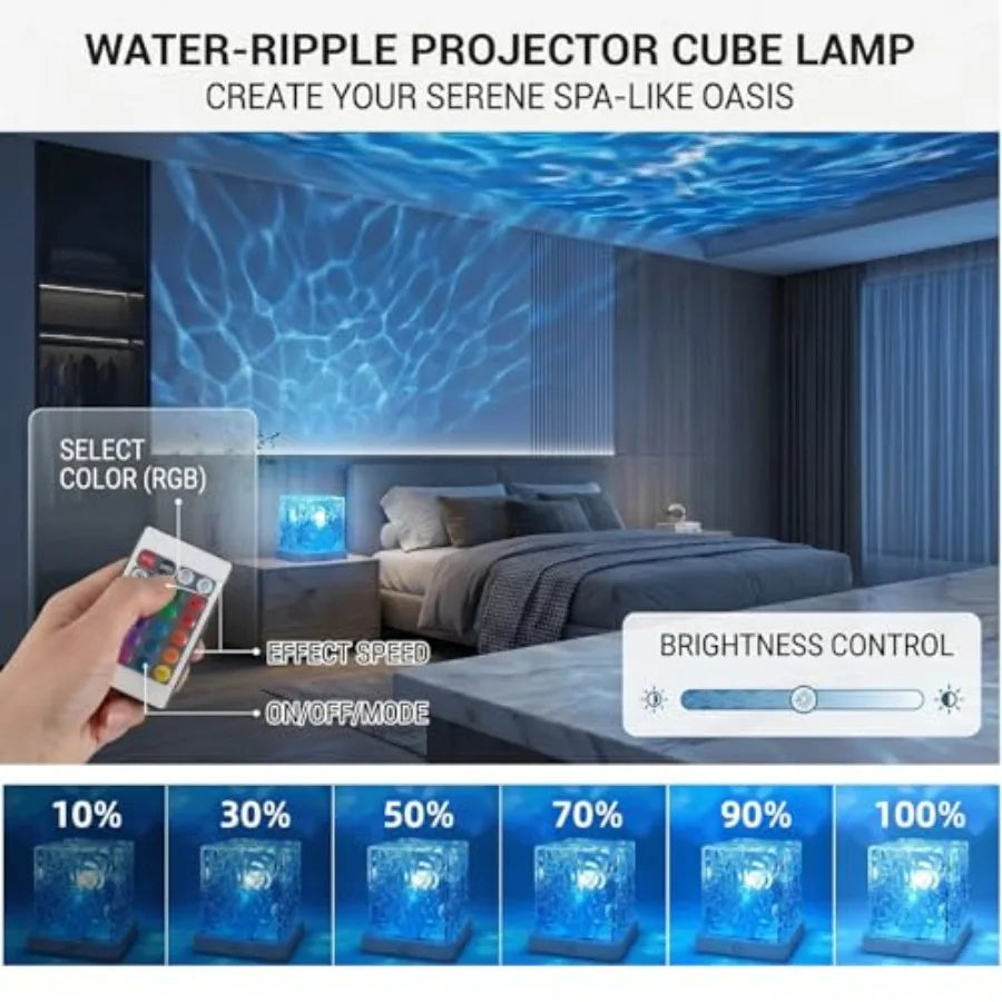 Rechargeable Ocean Wave Projector Light With Dimmable Remote Control