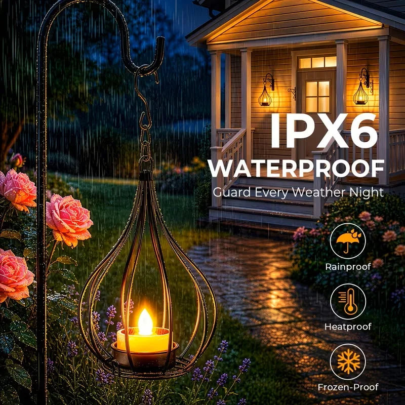 KPSTEK Outdoor Solar Lanterns Waterproof Metal Hanging Garden Lights