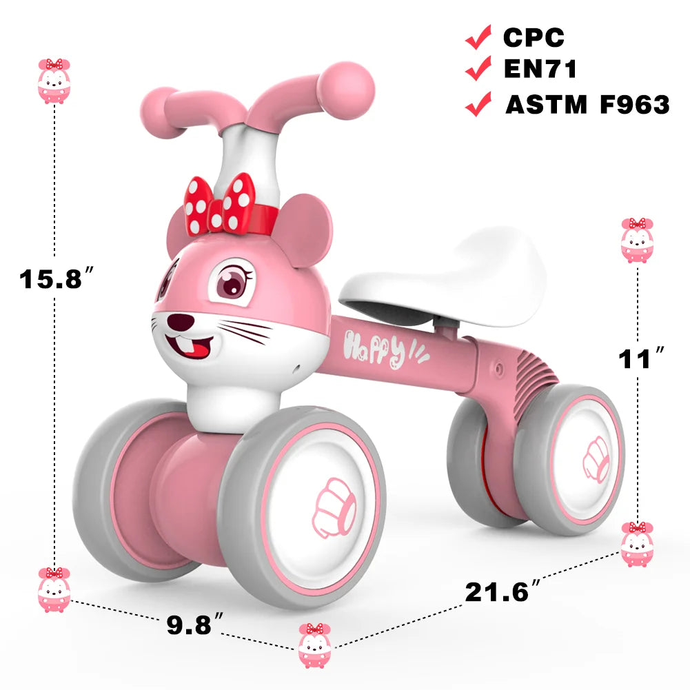 LLParty Baby Balance Bike Mouse Ride On Toy for Kids
