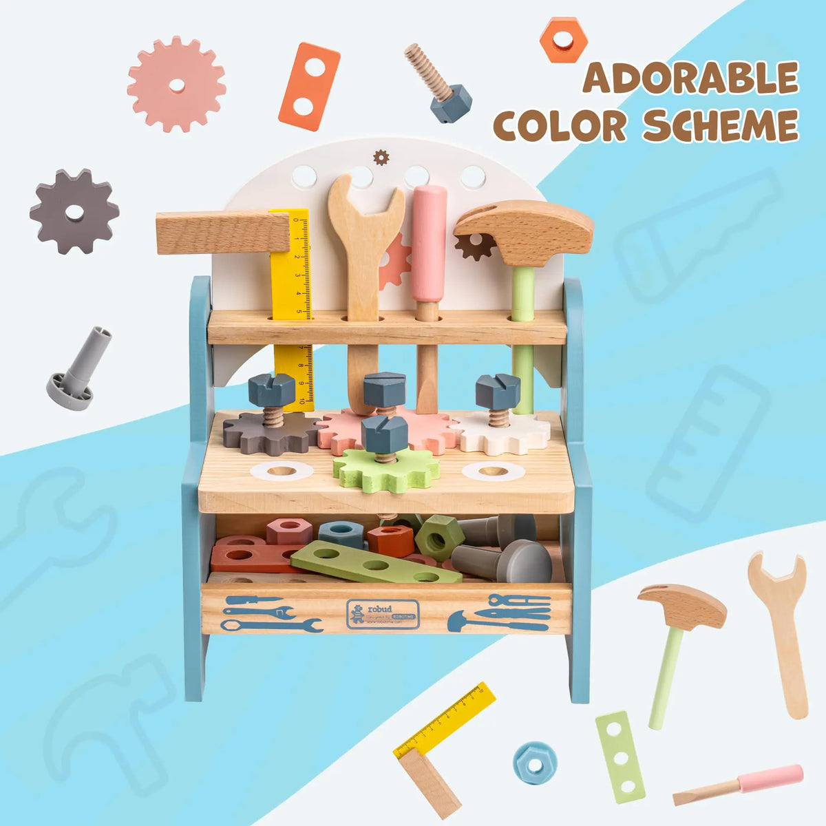 Robud Mini Wooden Tool Workbench Role Play Montessori Toy
