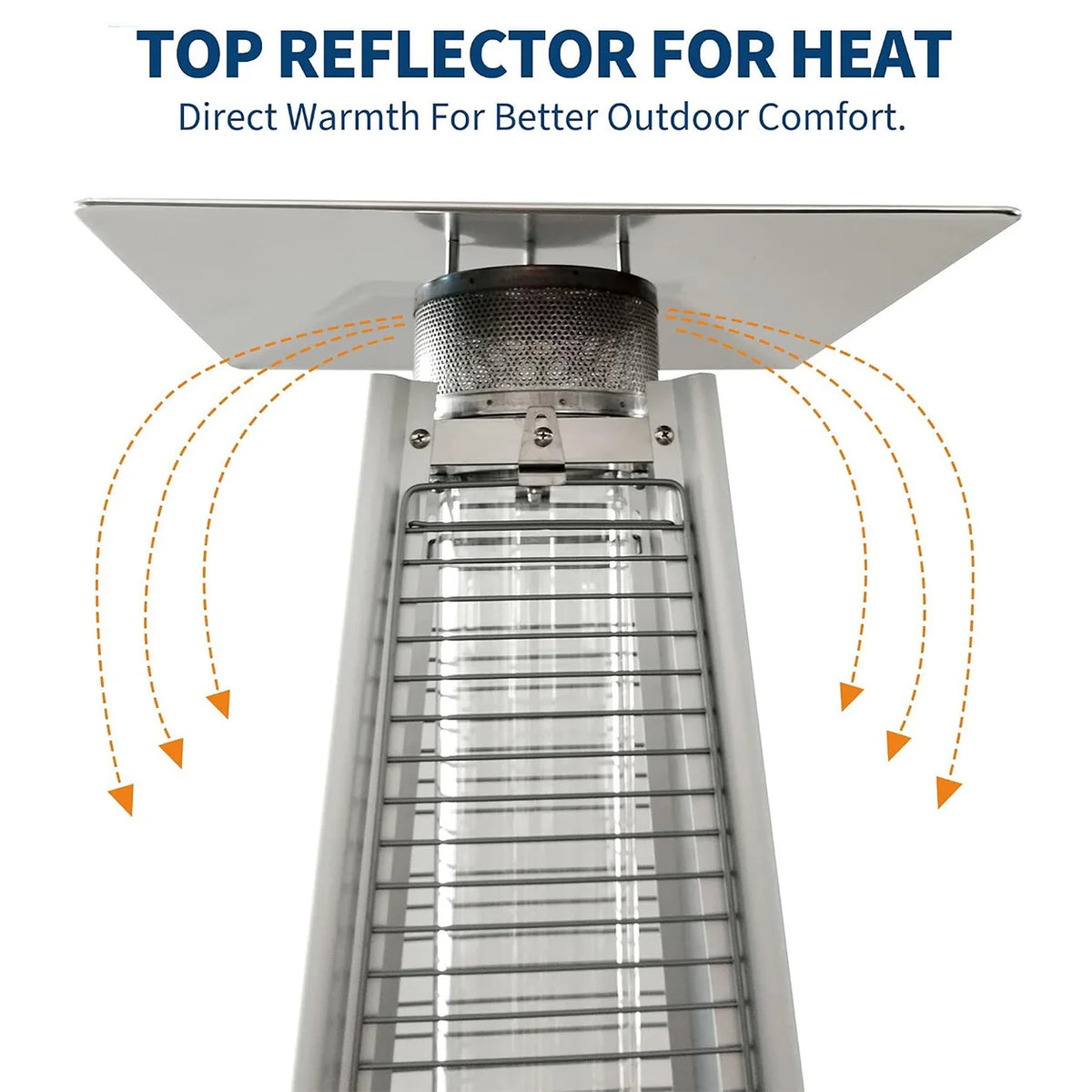 Pyramid Propane Patio Heater with Glass Tube Flame Outdoor Heater with Wheels Waterproof Cover Adjustable Heat Control Standing Heater for Patio Deck Garden Poolside Outdoor Dining