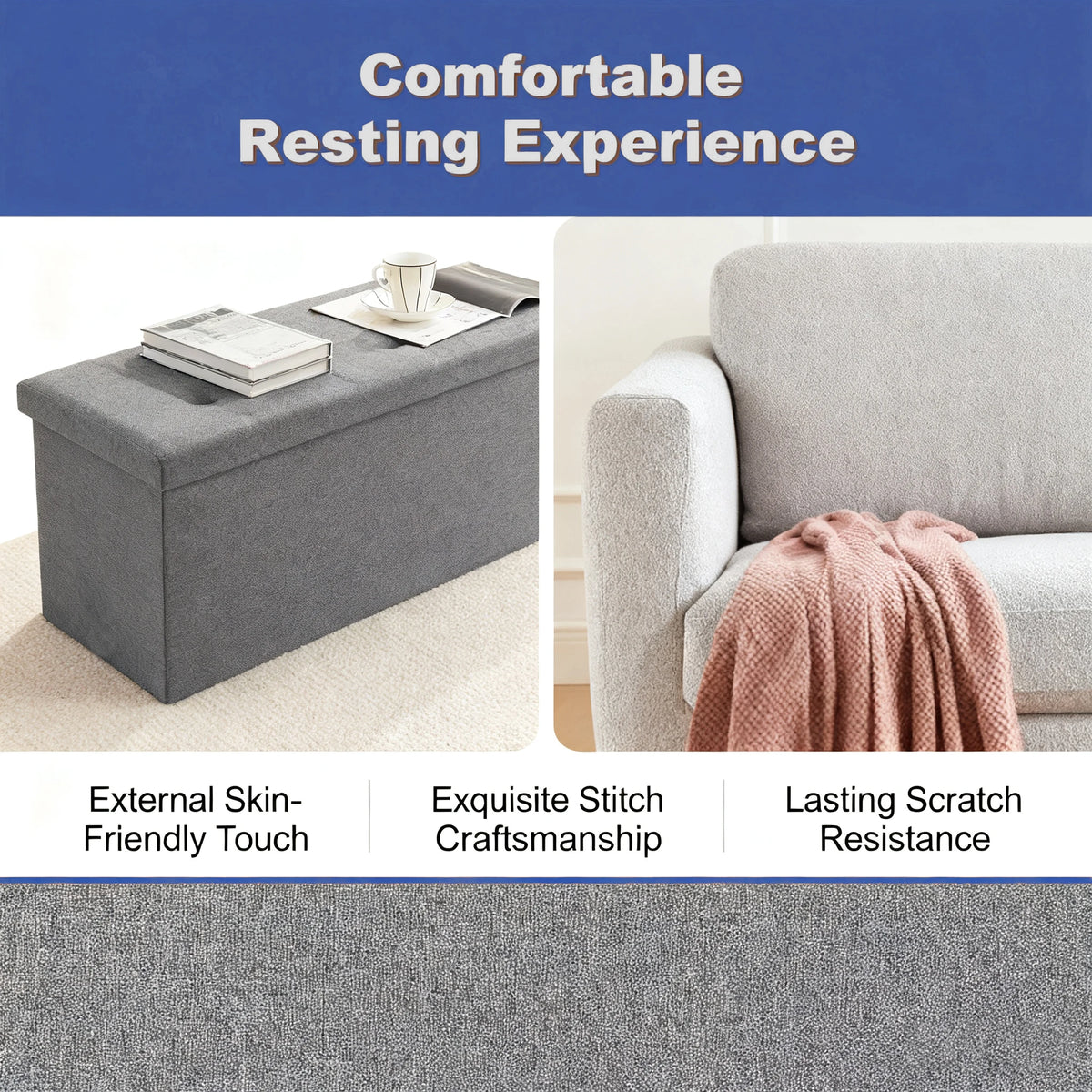 Sarenzoon Heavy Duty Folding Storage Ottoman Bench With Seat