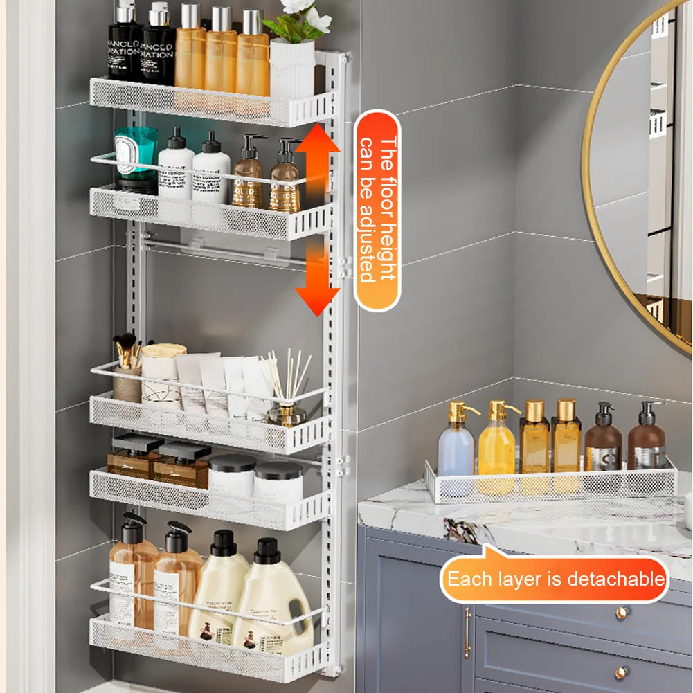 Adjustable 6-level metal pantry organizer for hanging on the door, spice organizer for hanging or wall mounting, for kitchen, bedroom, bathroom