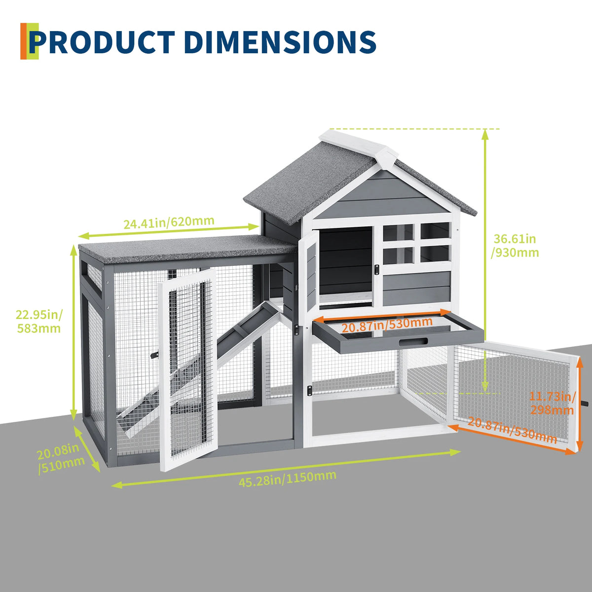 Wooden Two Story Rabbit Hutch And Indoor Outdoor Chicken Coop