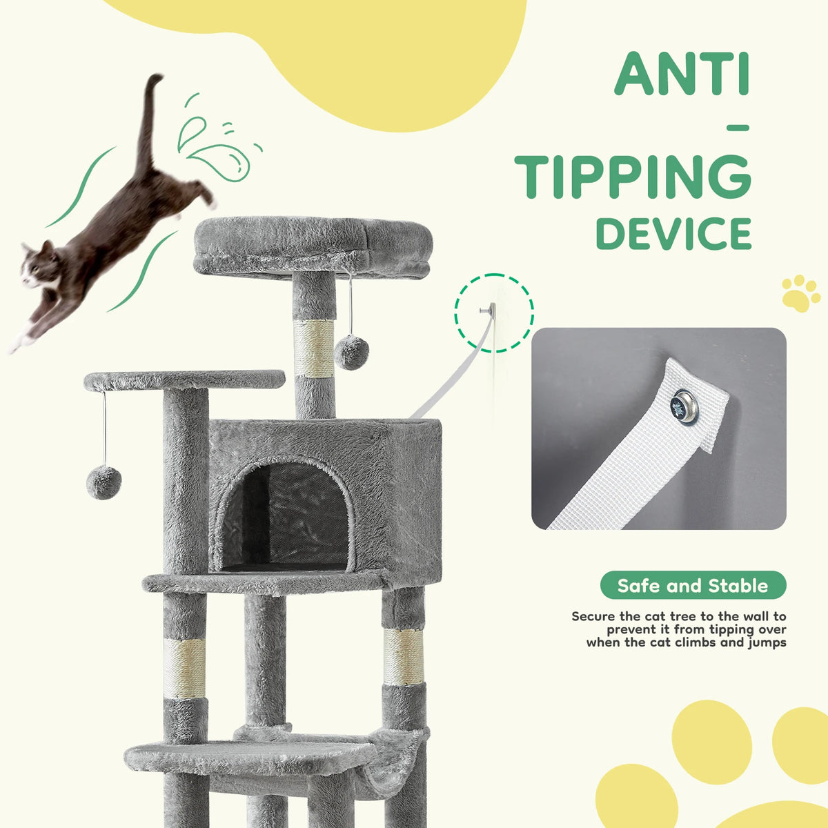 JHK Four Tier Sisal Cat Tree With Sturdy Climbing Tower