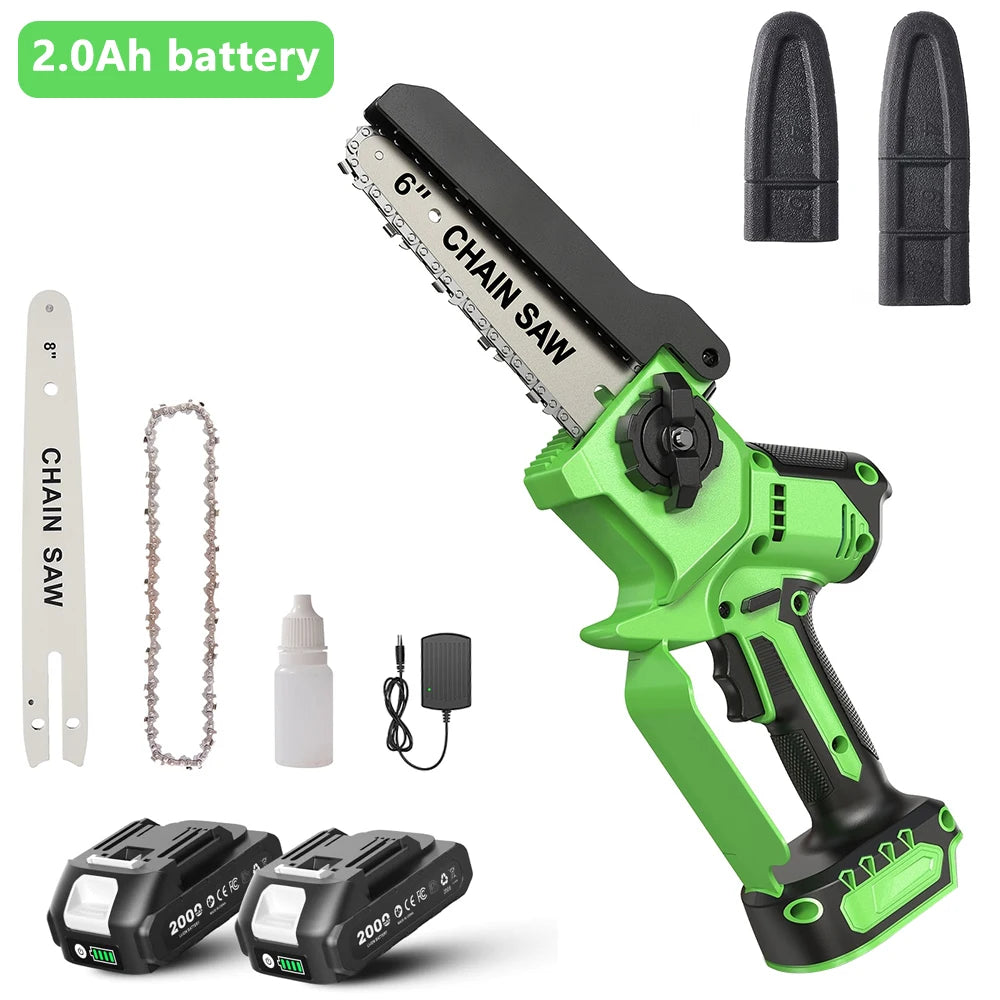 TaskStar Brushless Cordless Chainsaw For Wood Cutting With Dual Batteries