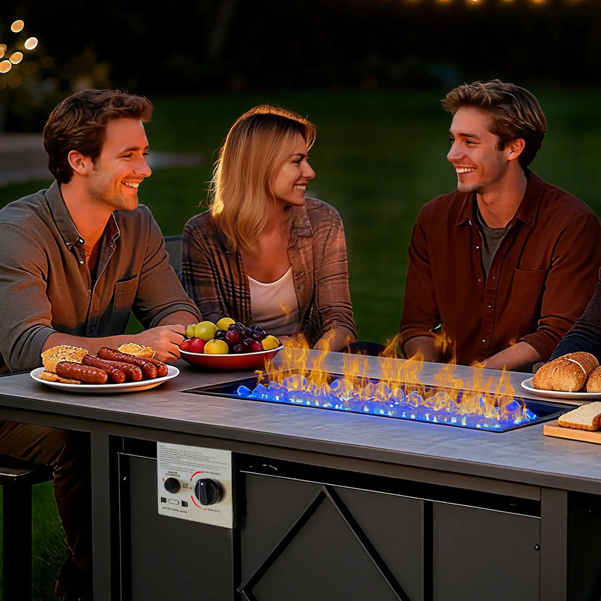 JHK Outdoor Propane Fire Pit Table For Patios And Gardens