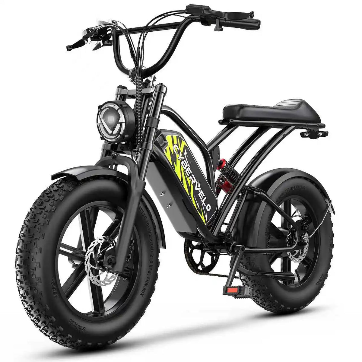 Cybervelo 1000W Electric Bike for Adults 20" Fat Tire All-Terrain E-Bike 48V 20AH/30AH Removable Battery 30MPH Electric Dirt Bike EK11