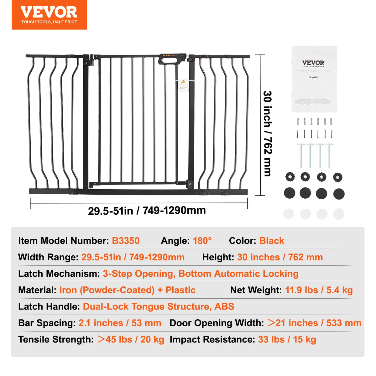 SucceBuy Stainless Steel Walk Thru Pressure Mount Baby Gate