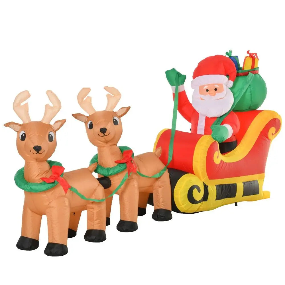 Christmas Inflatable Santa Sleigh And Reindeer Yard Decoration