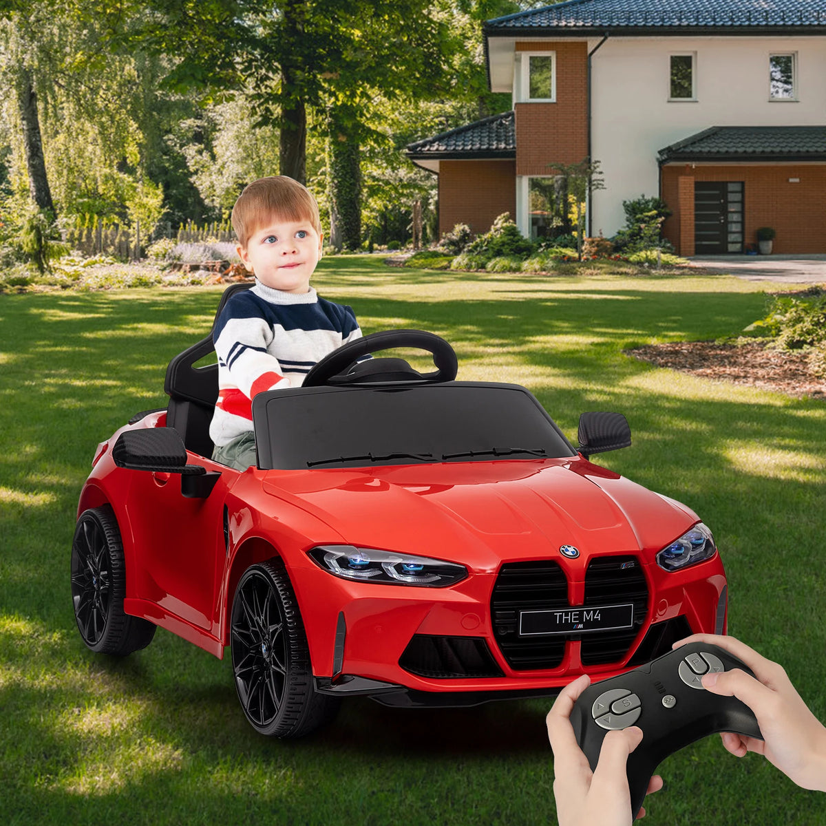 12V Electric Ride On Car w/RC,Licensed by BMW M4 Toddler Toy Vehicle for Kid with Suspension System,3 Speeds,Bluetooth,LED Light