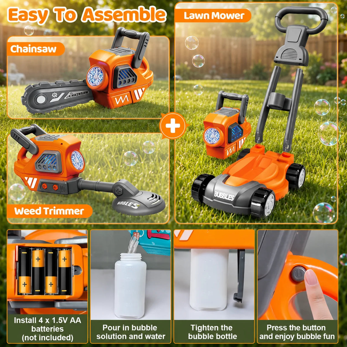 Electric Bubble Lawn Mower For Children And Toddlers