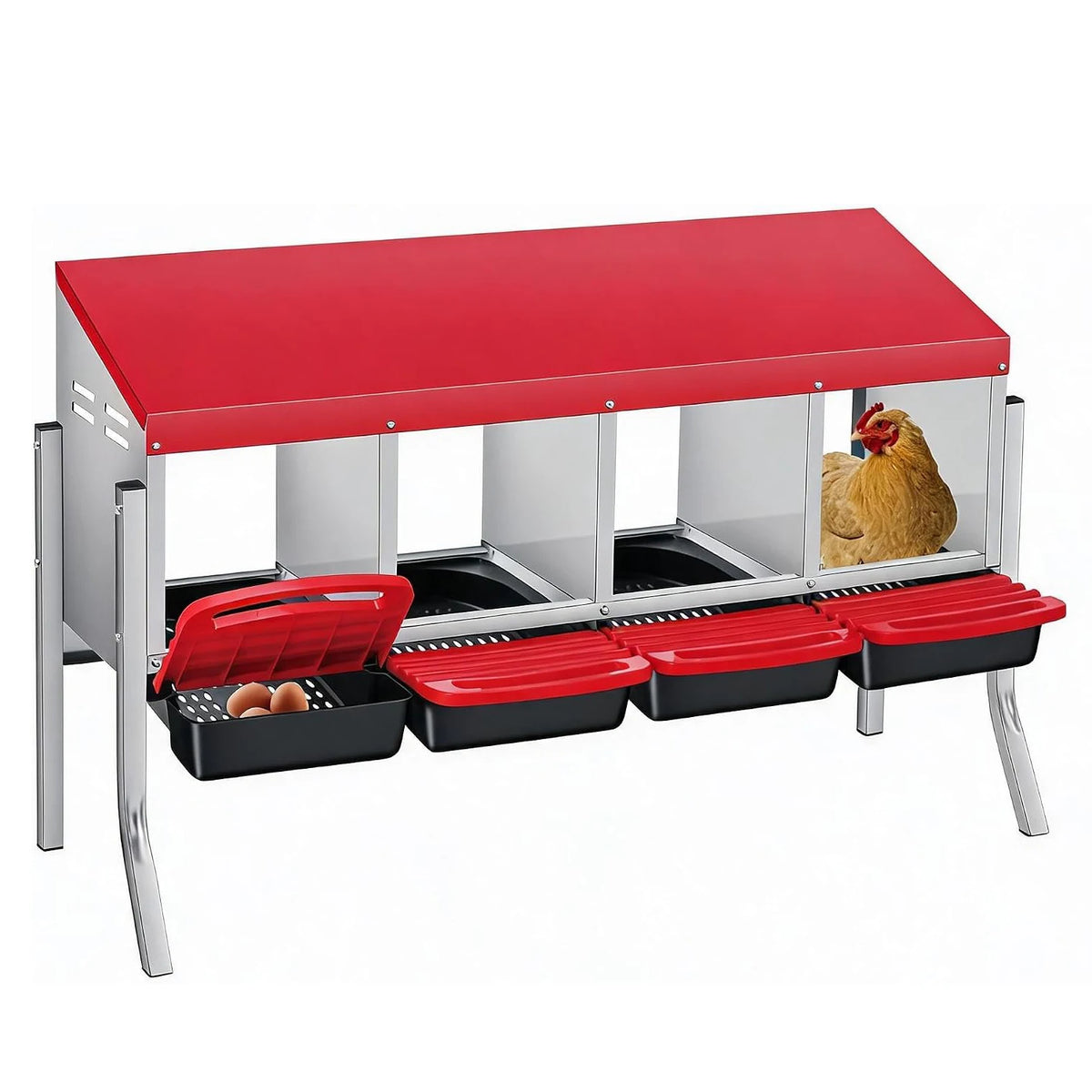 HiMISS Roll Away Chicken Nesting Box With Egg Collection Tray