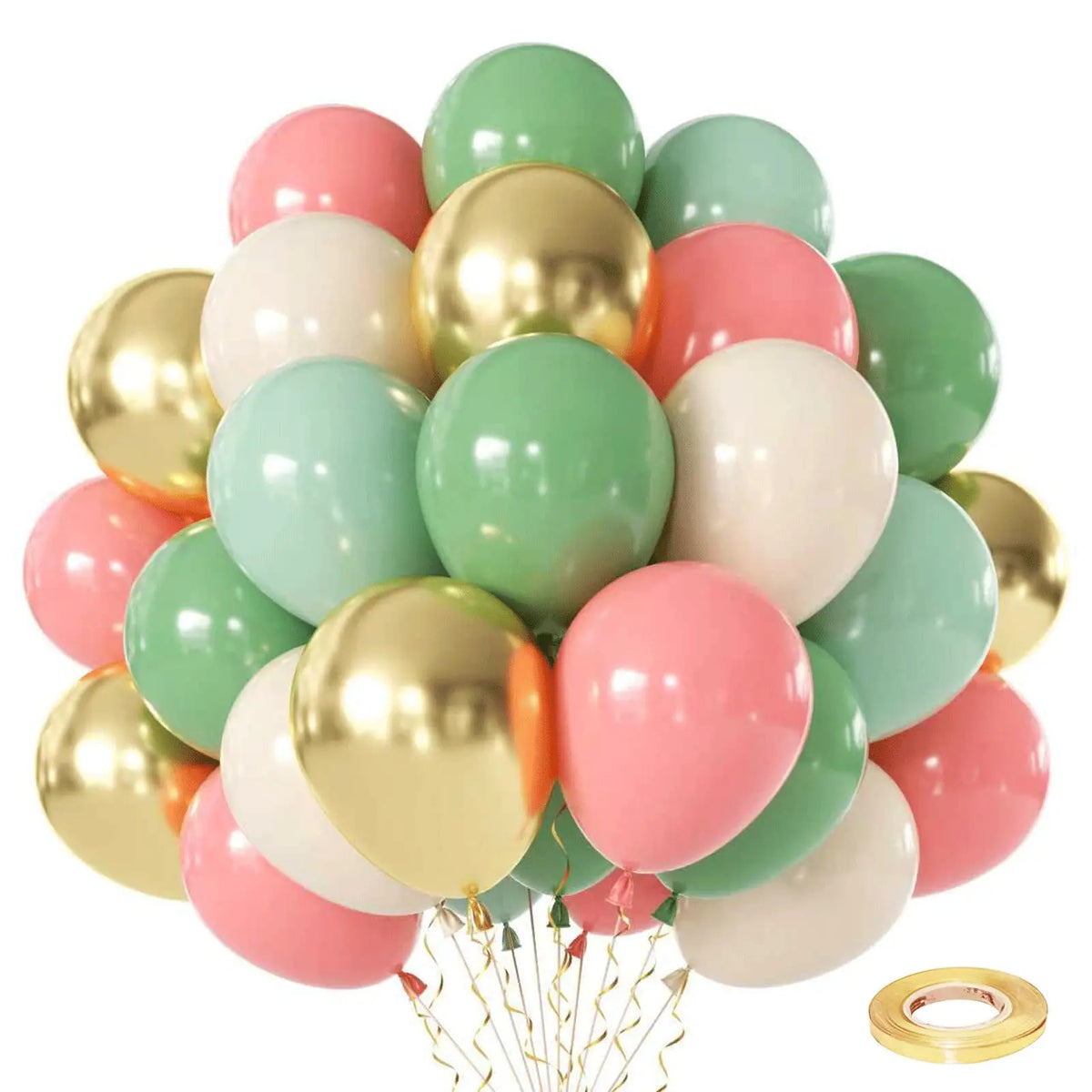 Zesliwy Black Gold Confetti Balloons 50 pack - 12 Inch Gold White and Black Confetti Balloons with Ribbons for Graduation Birthday Wedding Party Decorations