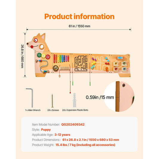 SucceBuy Montessori Sensory Learning Activity Wall Panel for Kids