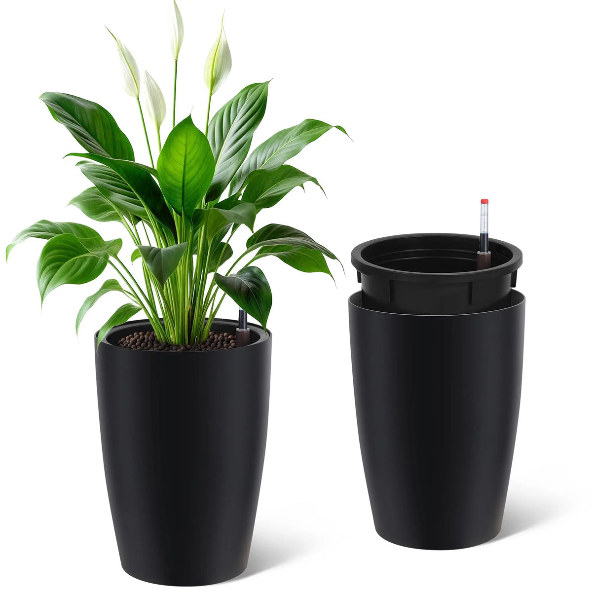 HiMISS Self Watering Indoor Outdoor Flower Planters With Level Indicator