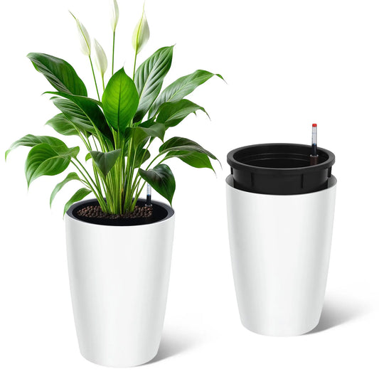 HiMISS Self Watering Planters Set For Indoor Outdoor Flowers