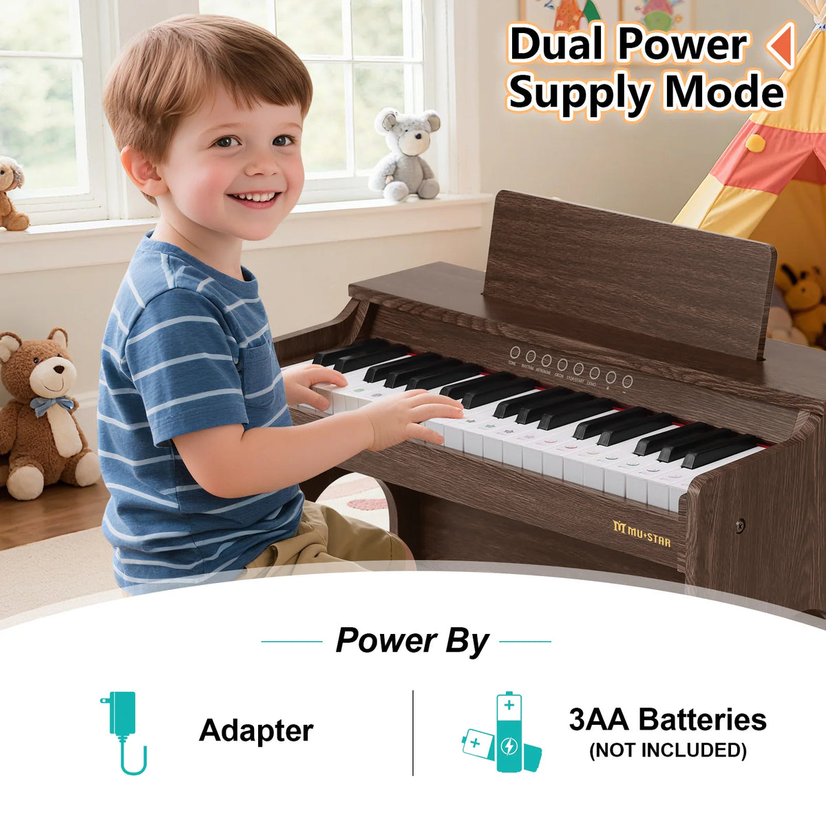 Mustar Wooden Digital Piano With Bench And Music Book