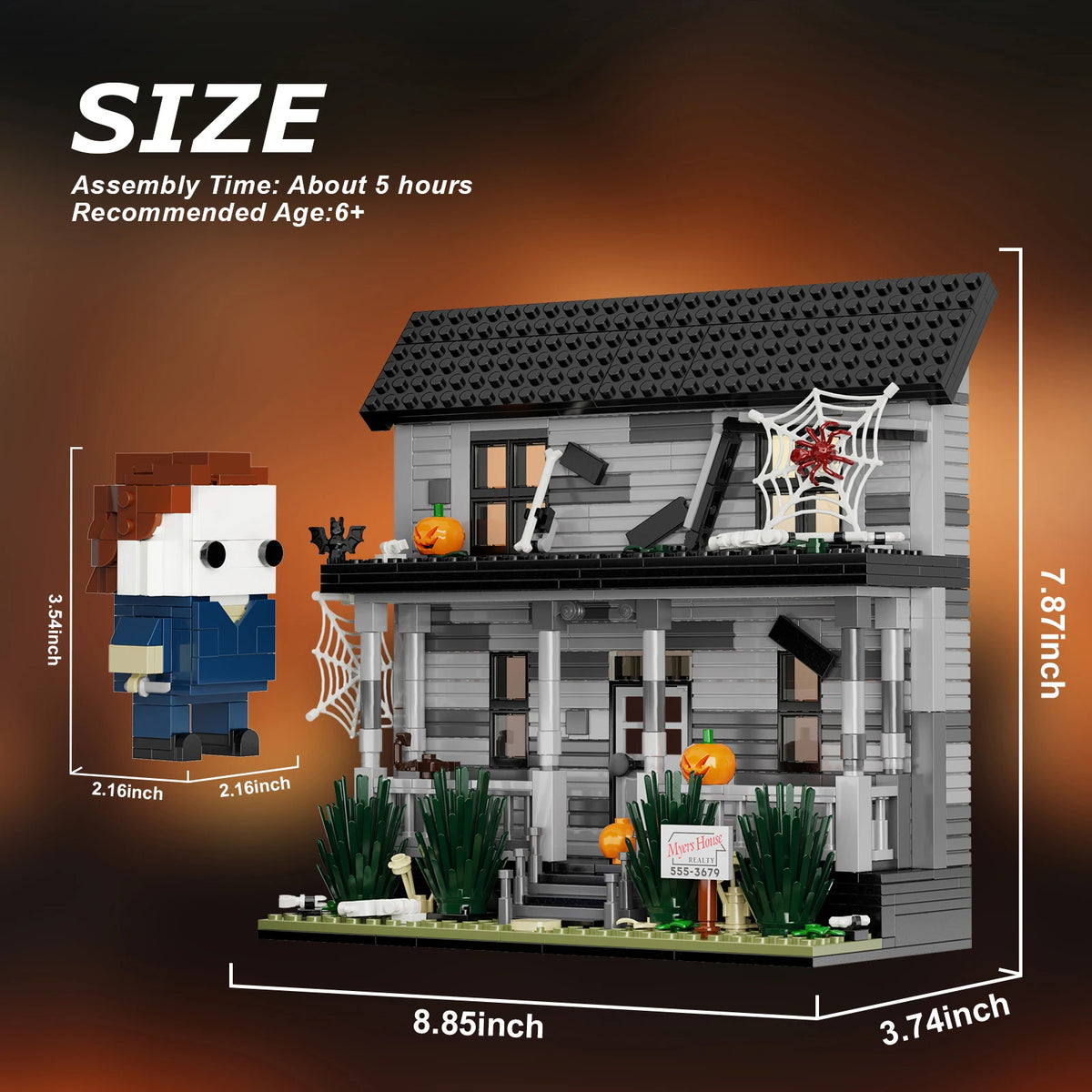 Horror Movie House Building Blocks Architecture Halloween Display Ornament