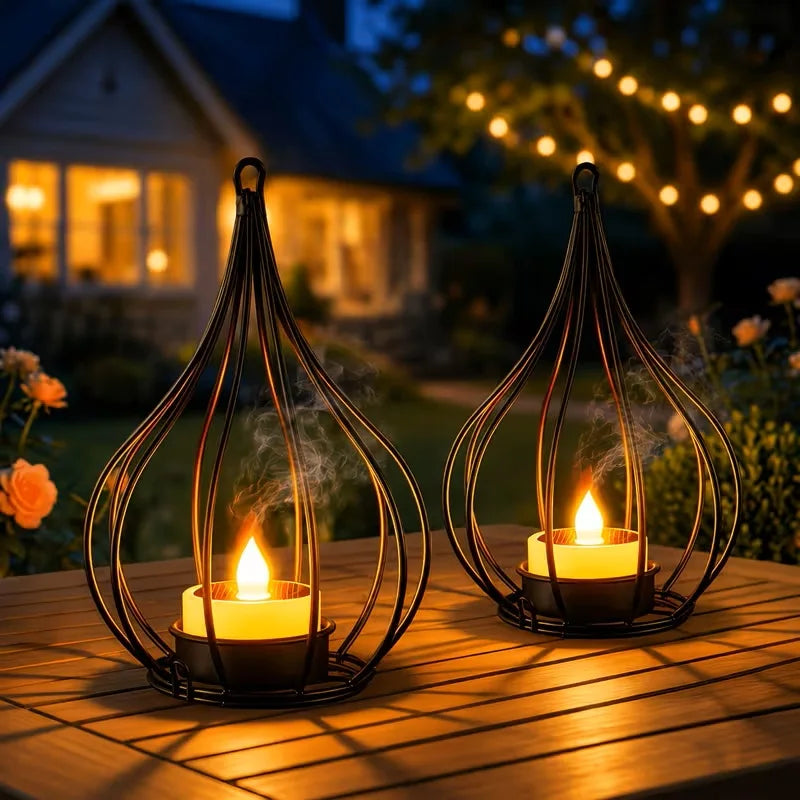 KPSTEK Solar Lanterns Outdoor Waterproof Hanging Flickering Flameless Candles