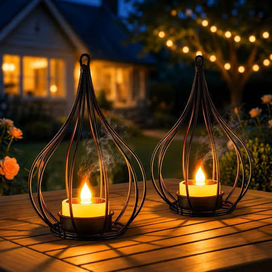 KPSTEK Solar Lanterns Outdoor Waterproof Hanging Flickering Flameless Candles
