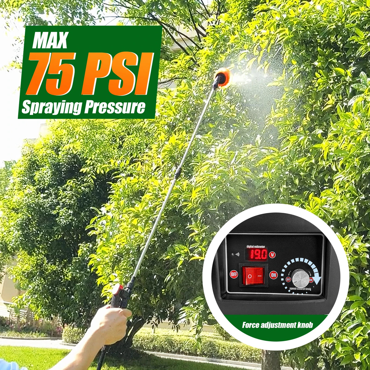 21V Electric Backpack Garden Sprayer With Telescopic Wand 5 Nozzles