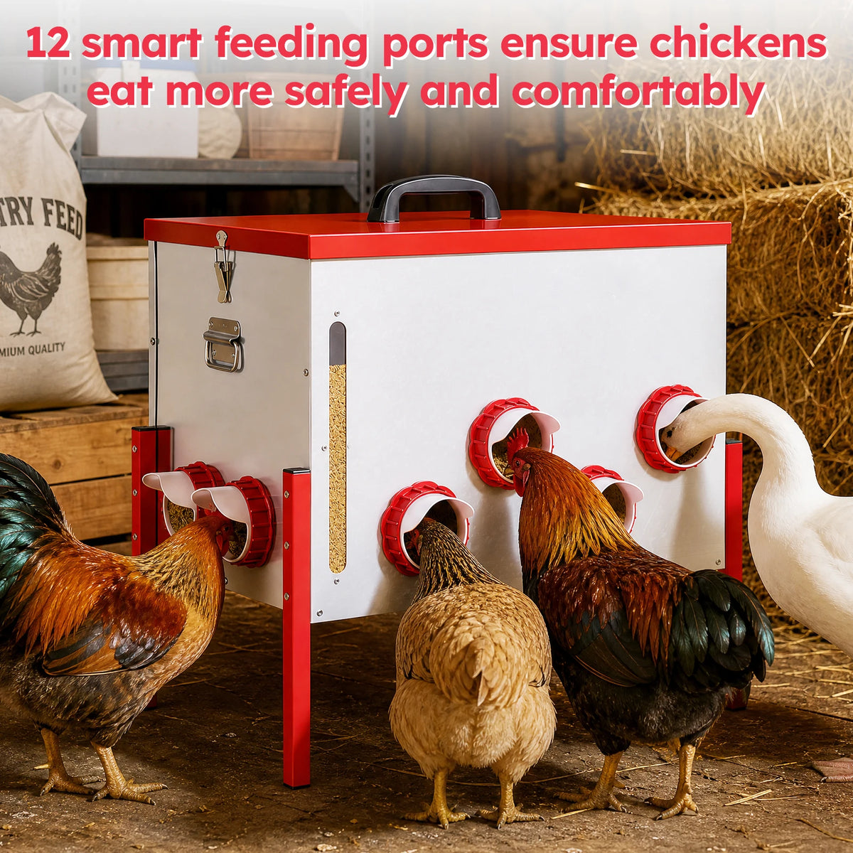 Automatic Rodent Proof Poultry Feeder With Viewing Window And Lid