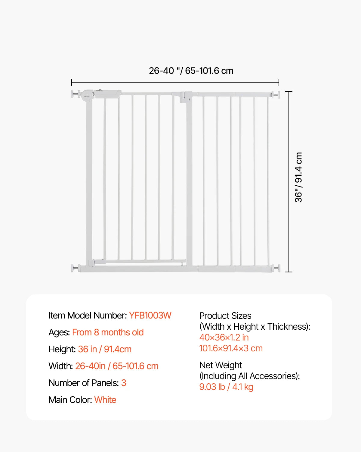 SucceBuy Stainless Steel Walk Thru Pressure Mount Baby Gate