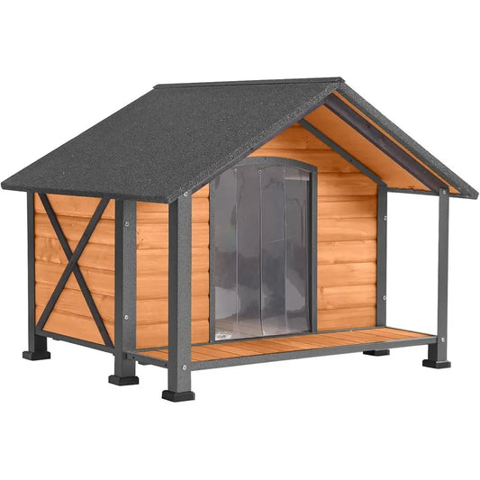 Modern All Weather Metal And Wood Dog House For Pets