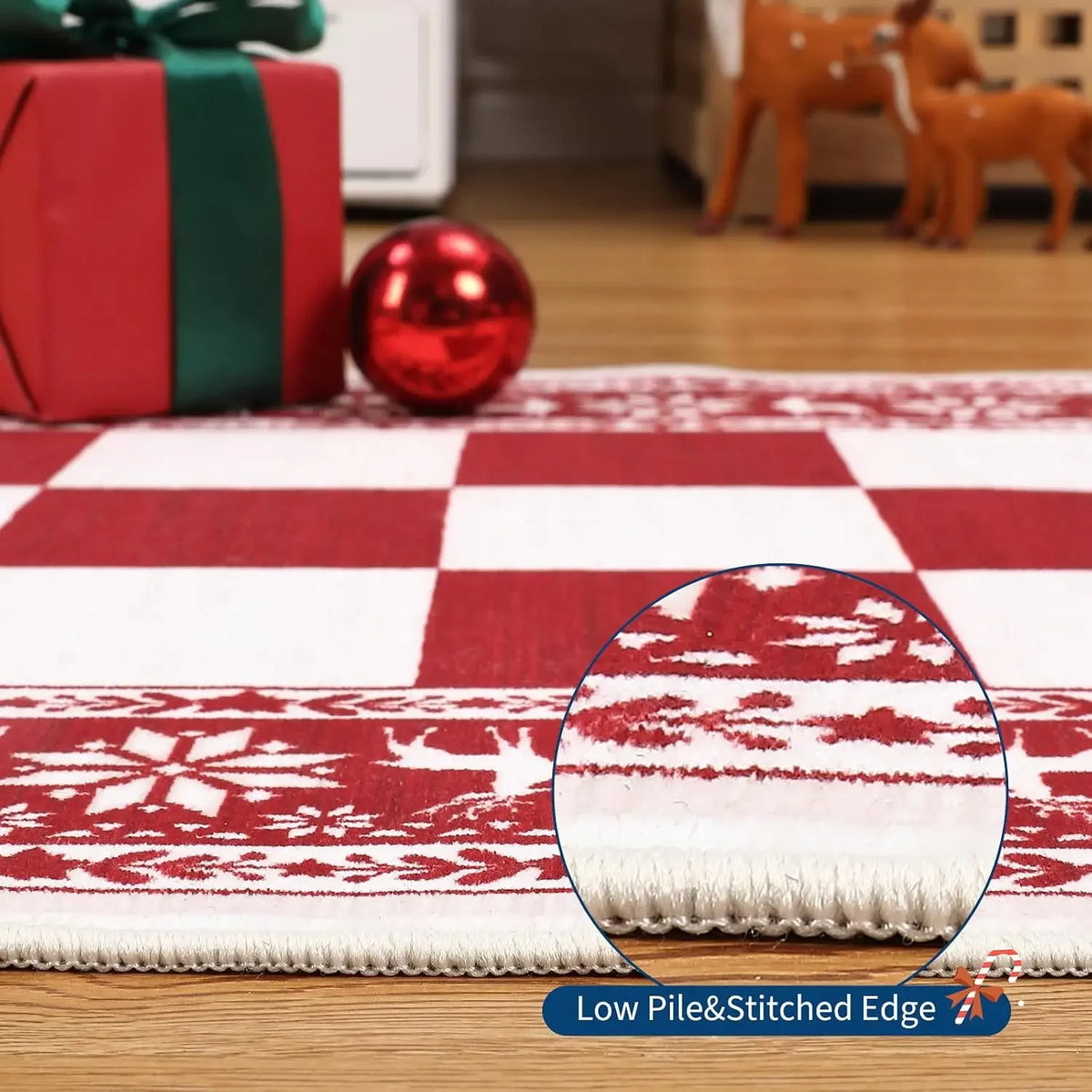 Garvee Christmas Plaid Area Rug, Soft Non-Slip Holiday Home Decor