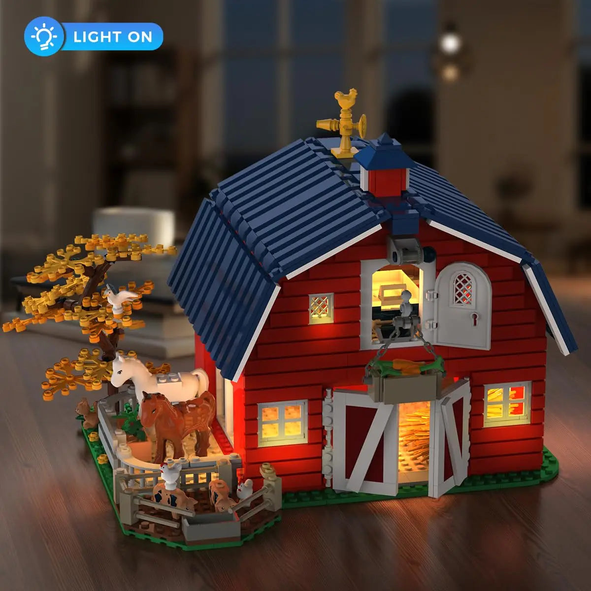 Hogokids Farm Barn Building Set With Windmill Tractor And Horse
